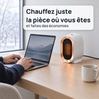 Le radiateur allumé sur un bureau en télétravail