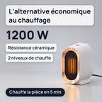 Radiateur électrique Airaneo® céramique 1200 W à 2 niveaux de chauffe, qui chauffe la pièce en 5 minutes