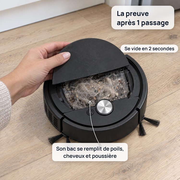 Son bac se remplit de poils, cheveux et poussière